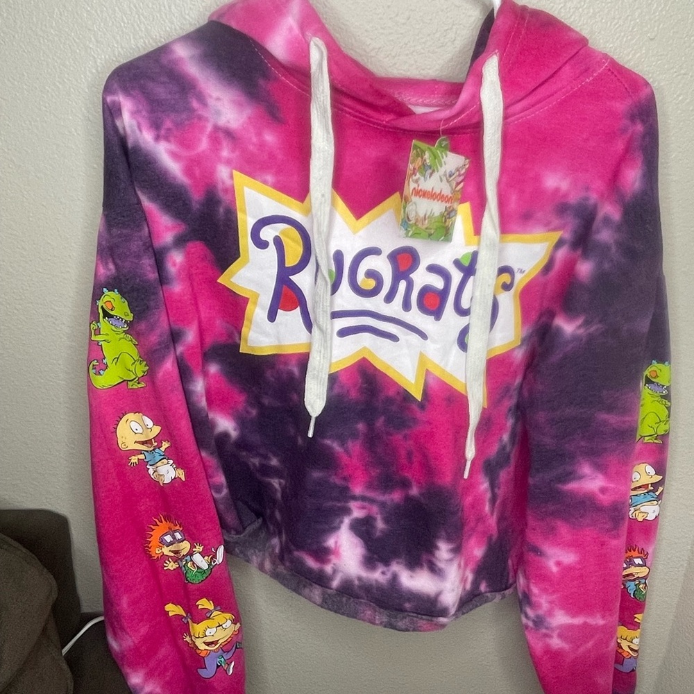 Rugrats Tie Dye Crop Hoodie size Large